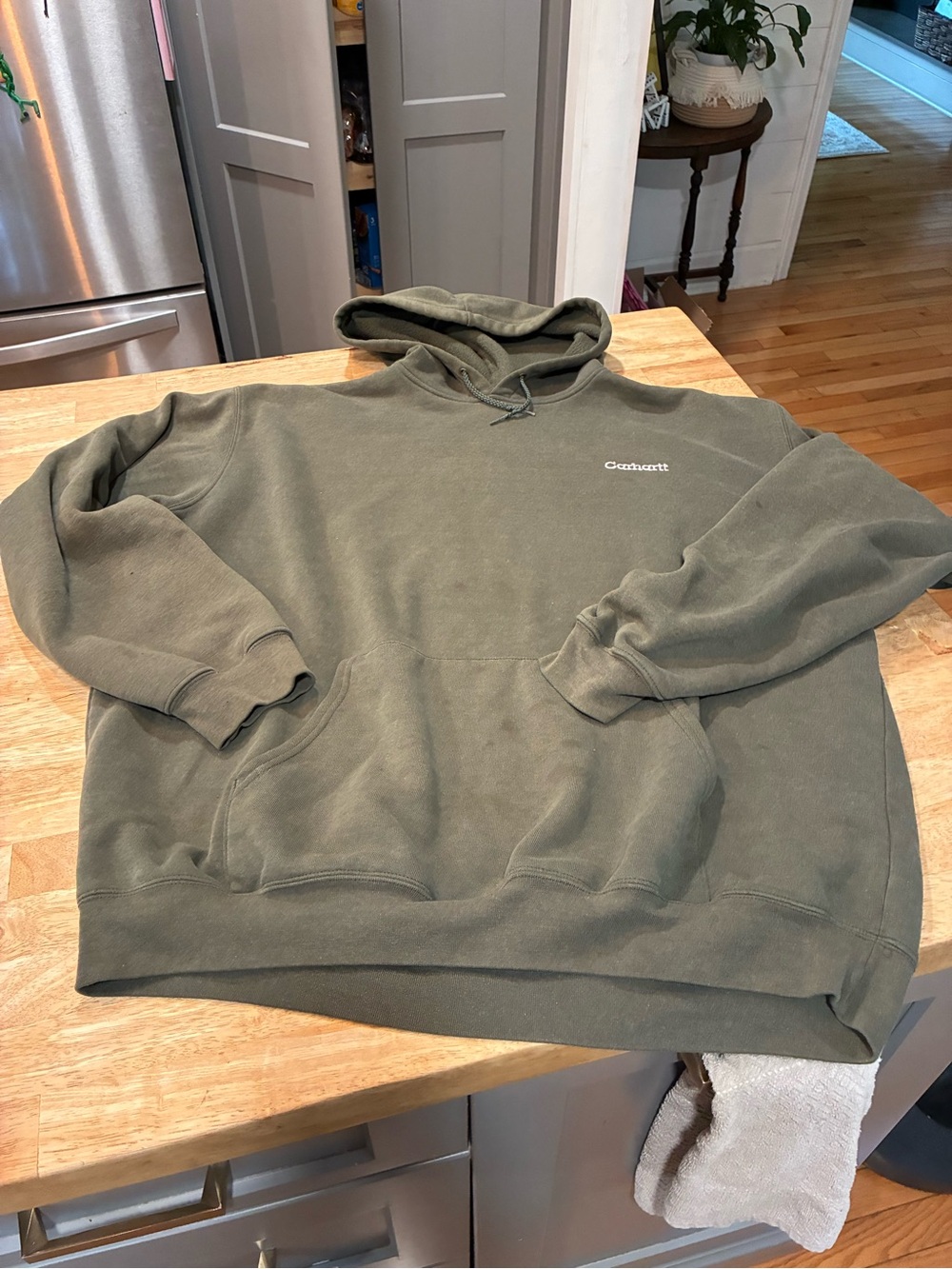 Carhartt Hoodie Mens XL Pullover Sweatshirt Grunge Y2K Vintage Moss Green B84
